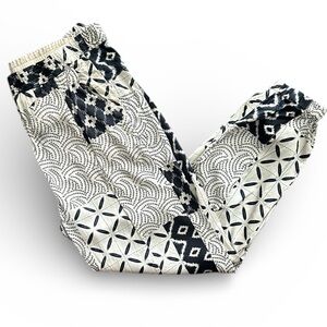 Johnny Was Pete & Greta Marasusa Patchwork-Print Silk Joggers Pants Sz Large